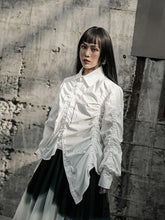 Solid Color Cropped Pleated Loose Shirt